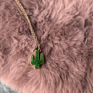 Gold Cactus Pendant Necklace